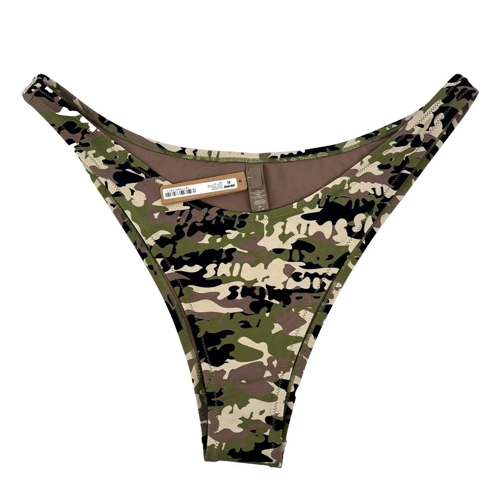 Skims Size 3X Recycled Swim Bikini Bottom Logo Cheeky Tanga Camo Print NWT